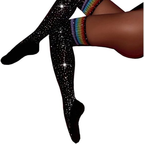 New Sexy Striped Over The Knee Stockings One Size - Picture 2 of 7